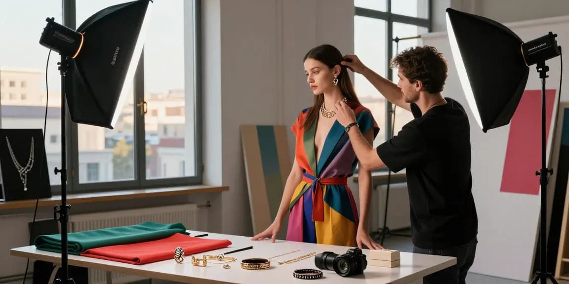 Servizi di studio fotografico Milano per moda e gioielli con fotografo e modella.
