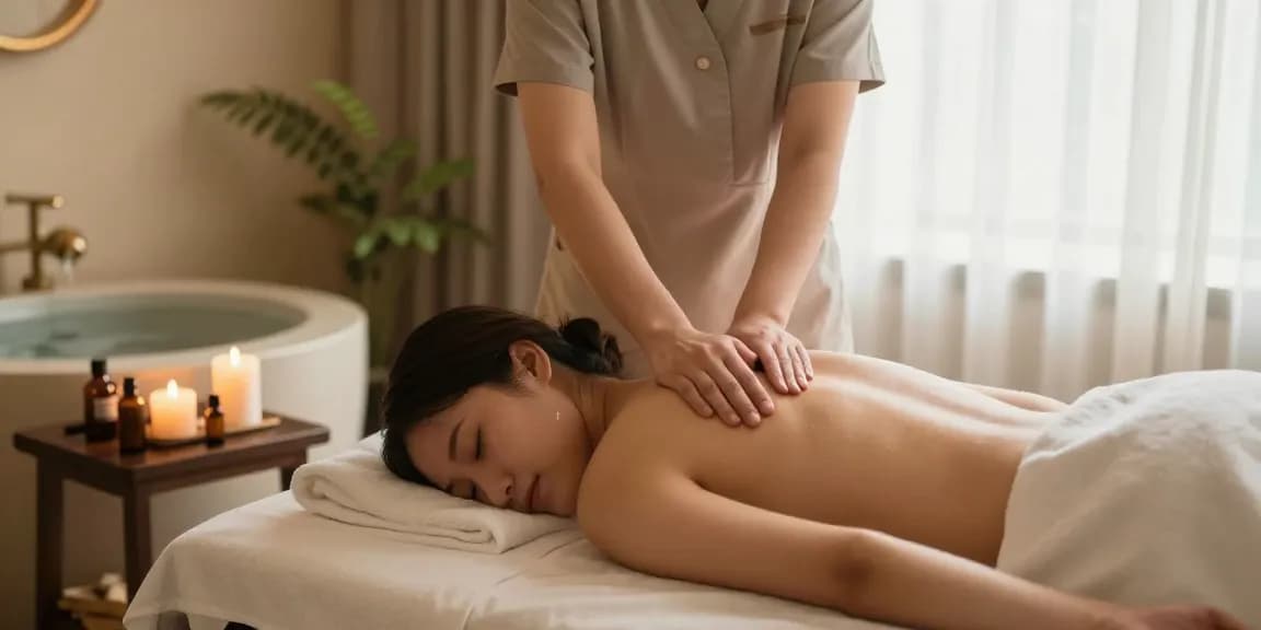주안출장안마에서 마사지 치료를 받는 고객과 치료사의 편안한 순간