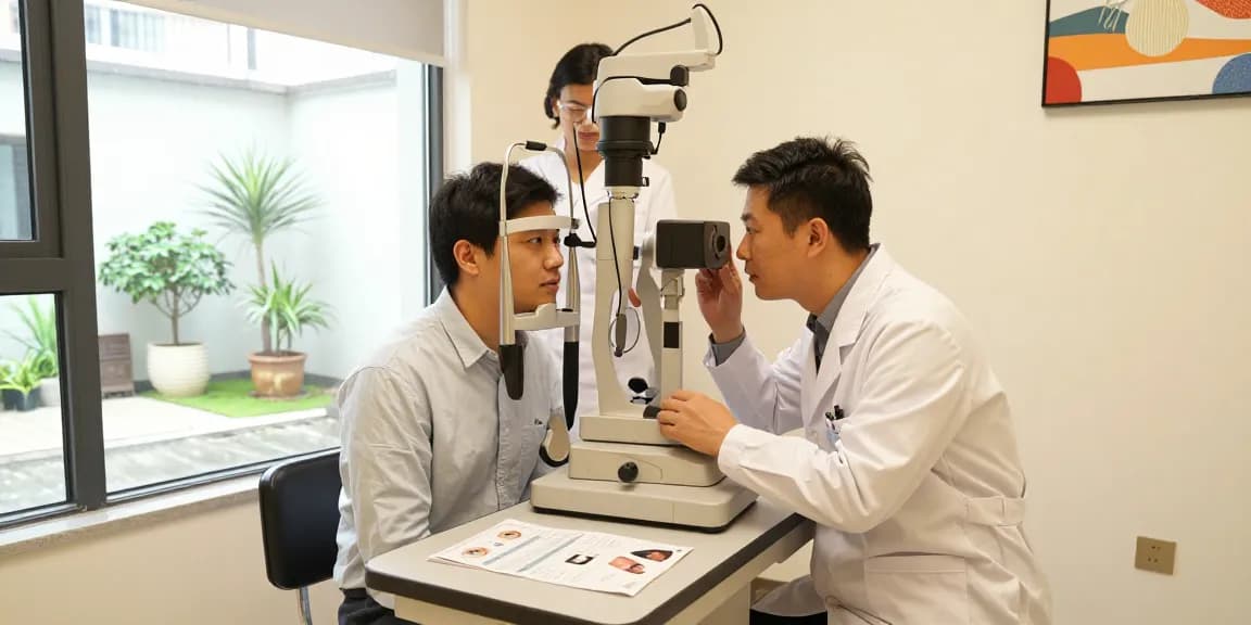 Patient receiving eye examination at SNU Eye Clinic with professional doctor and advanced equipment