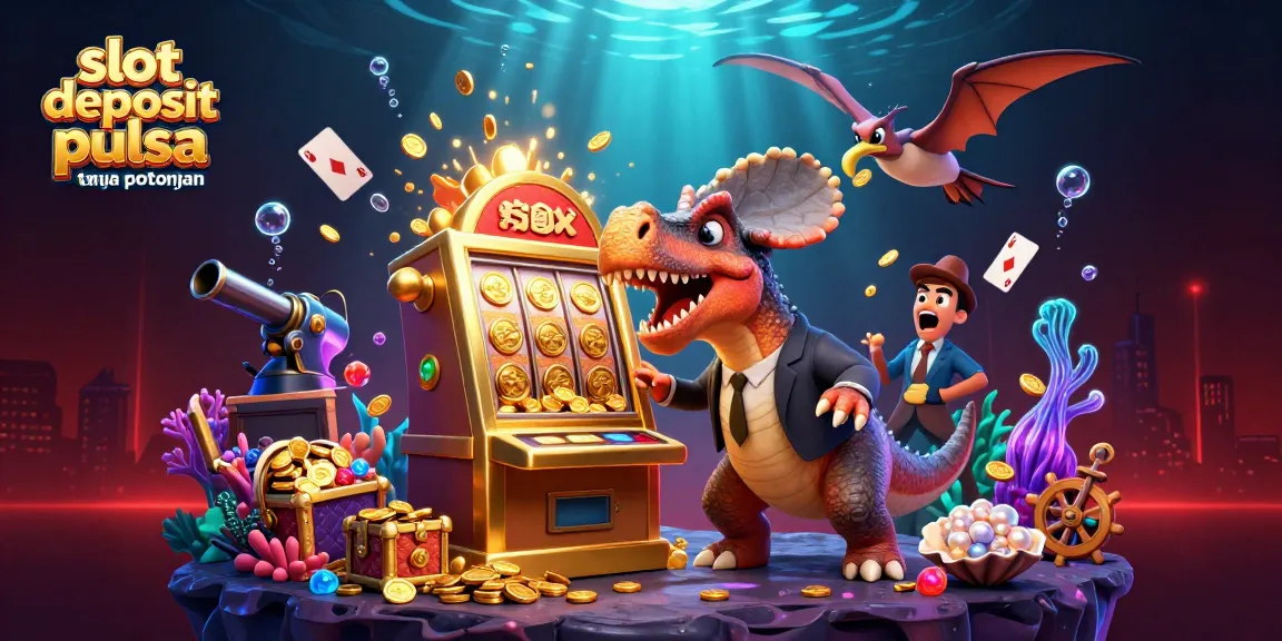 Slot deposit pulsa tanpa potongan menarik perhatian saat meraih jackpot dari mesin slot emas dalam ilustrasi kasino.