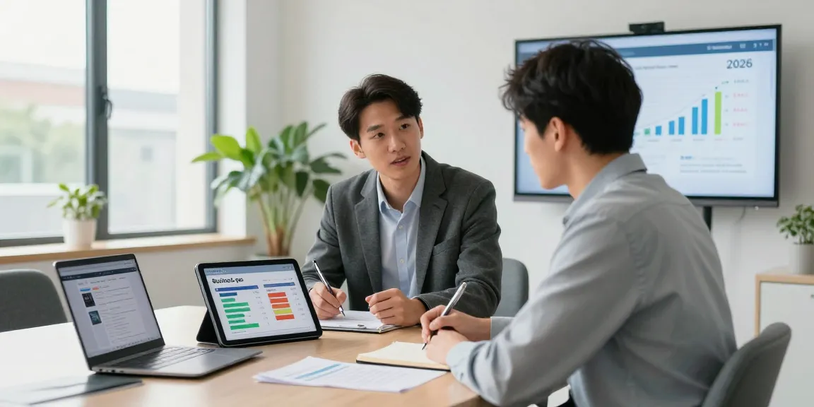 Energy consultant discussing British Gas business gas options with a small business owner in a bright office.