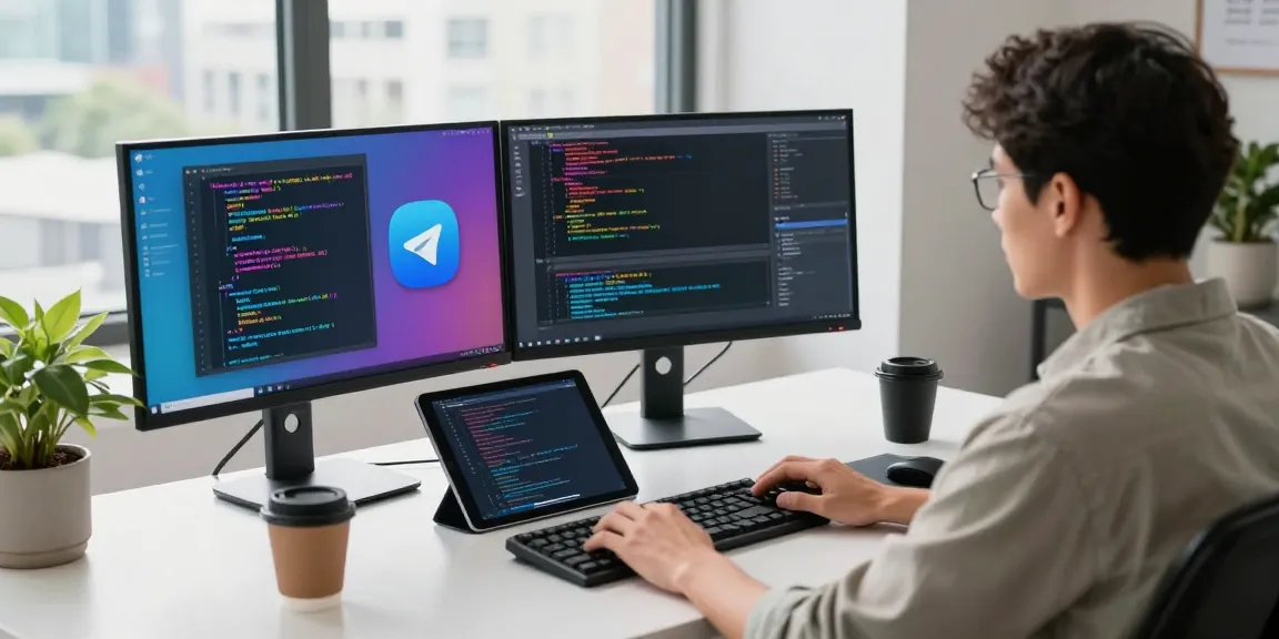 Immersive tech workspace showcasing the Telegram application features in an innovative environment, ideal for exploring 纸飞机中文版.