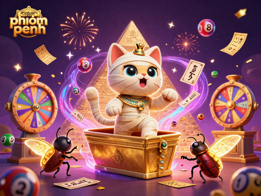 Experience casino phnom penh magic with an Egyptian mummy cat, golden elements, and colorful gaming action.