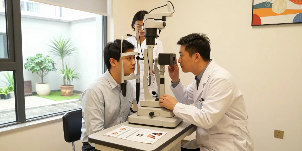Patient receiving eye examination at SNU Eye Clinic with professional doctor and advanced equipment