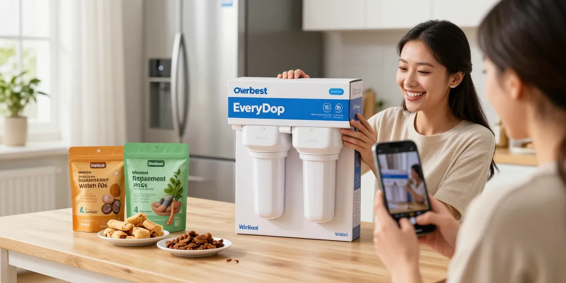 Overbest UKF8001 Replacement for EveryDrop by Whirlpool Refrigerator Water Filter 4 in an engaging e-commerce product review setting.