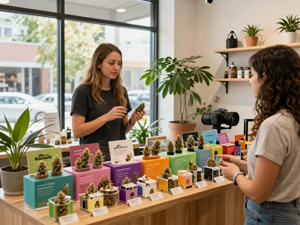 Alien Labs Biskanté display in a vibrant cannabis shop.