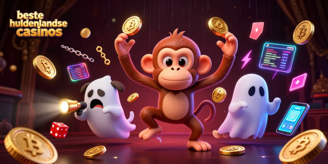 Experience the thrilling action at beste buitenlandse casinos with a ghostly monkey juggling gold in a vibrant casino scene.