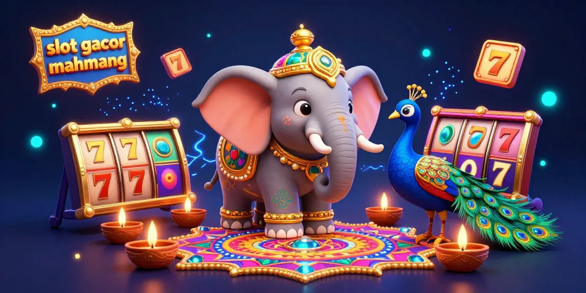 Experience the thrill of slot gacor mahjong with vibrant 3D characters and casino elements in an exciting digital illustration.