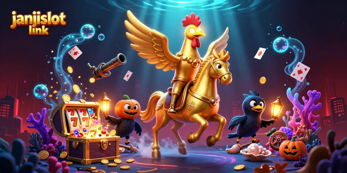 Win big with janjislot link in an ultra-detailed casino scene featuring vibrant game elements and characters.