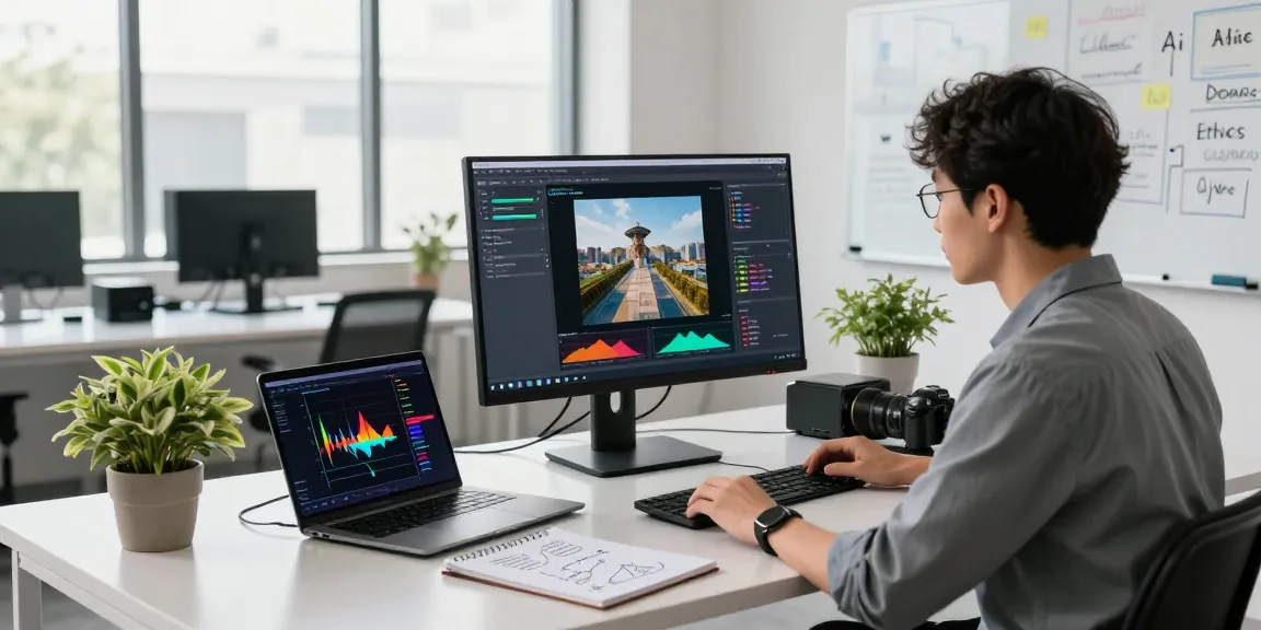 AI image detector analysis in a modern workspace showcasing data science