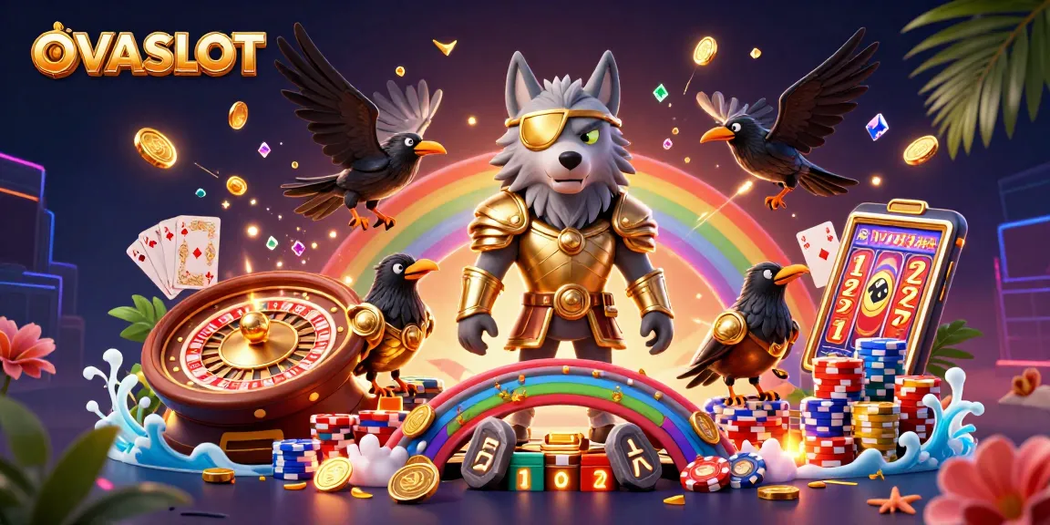 Experience the excitement of OVASLOT with dynamic casino elements and Norse mythology-inspired characters.