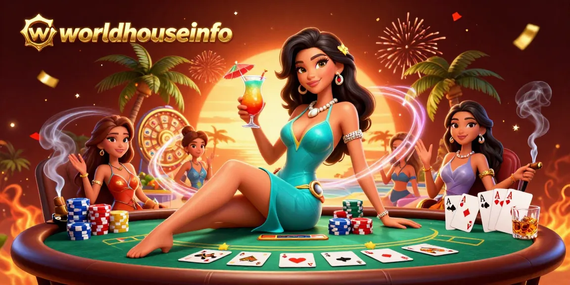 Win big with worldhouseinfo in this vibrant casino illustration of a glamorous tropical scene.