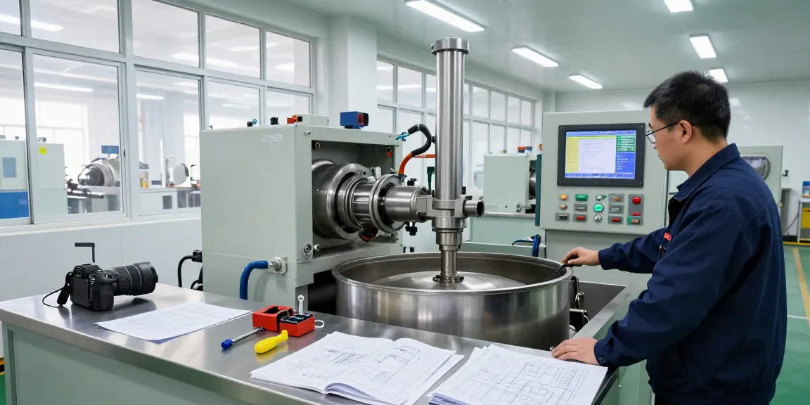 Technician performing sludge dewatering with advanced centrifugal technology in an industrial setting.