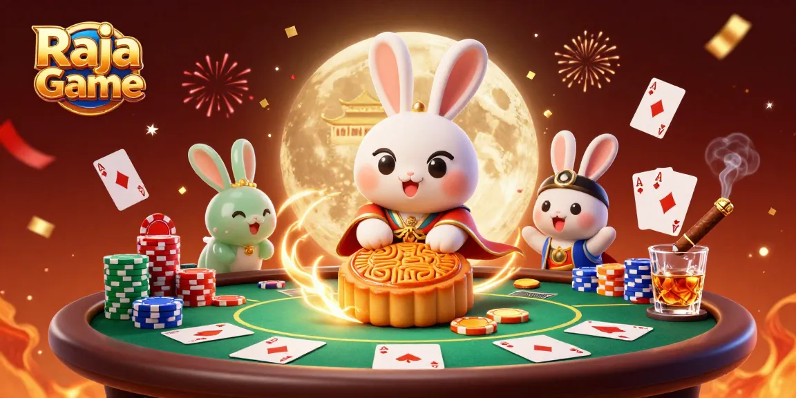 Experience thrilling gameplay on Raja Game with a vibrant 3D illustration of festive gambling action.