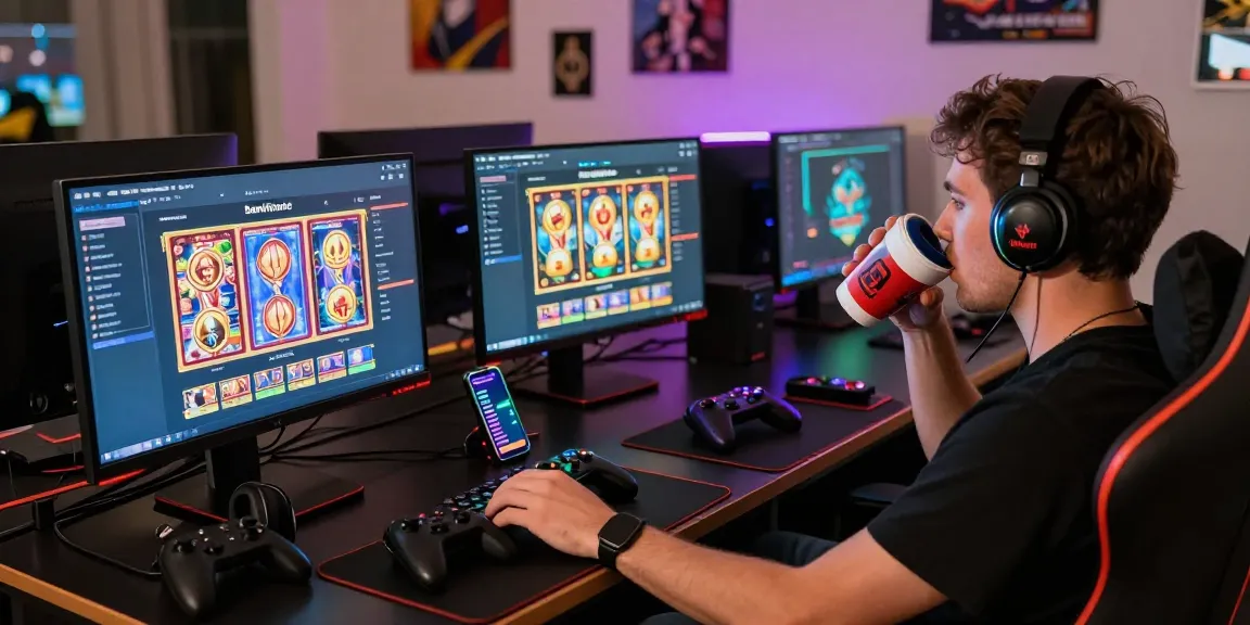 Player engaging with benihtoto link in a vibrant gaming setup, showcasing immersive online gaming experience.