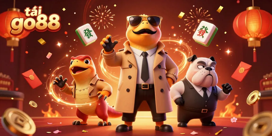 Engage in dynamic gameplay with tải go88 in a playful casino setting featuring raptors and a bulldog bouncer.