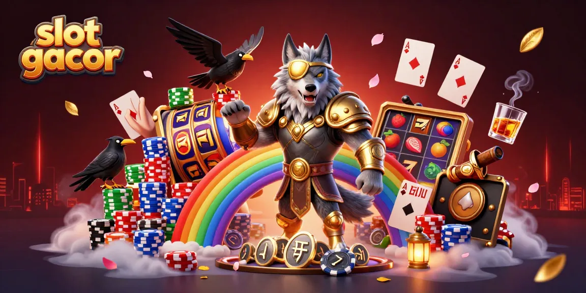Slot gacor penuh warna dengan Odin dan burung gagak, permainan slot mengelilingi mereka.