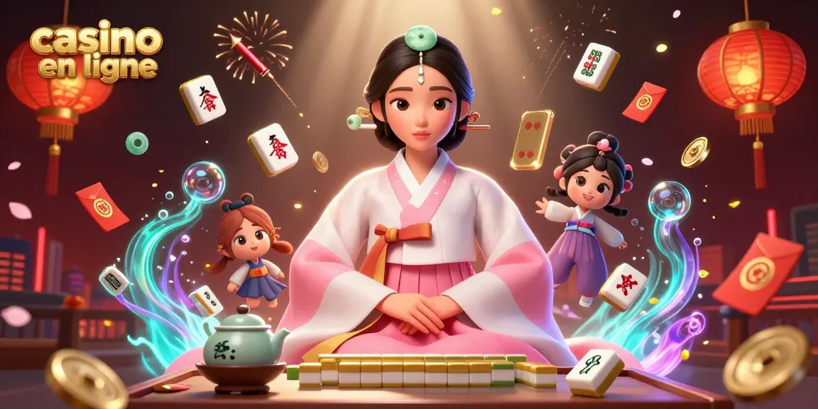 Vivez l'excitation des jeux de casino en ligne avec des éléments magnifiquement illustrés dans une scène vibrante.