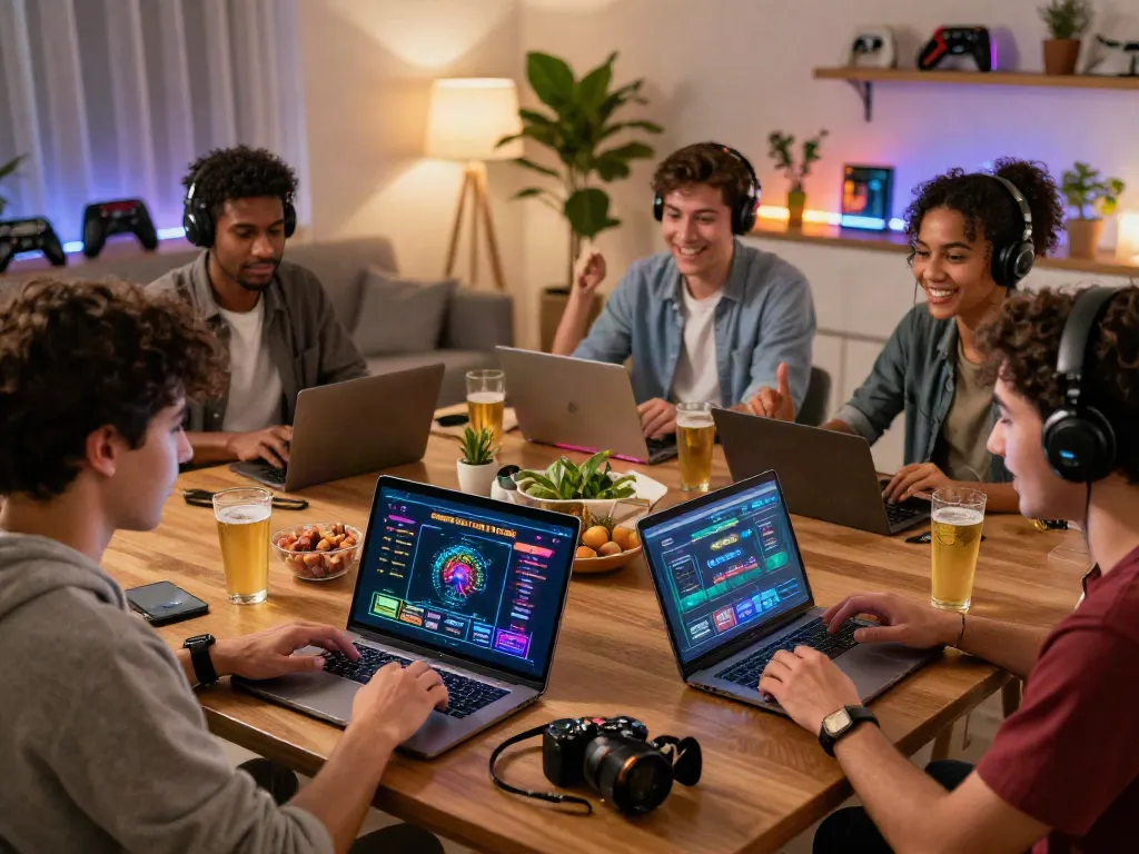 Players enjoying online games at casinos that accept credit cards in a cozy home setting.