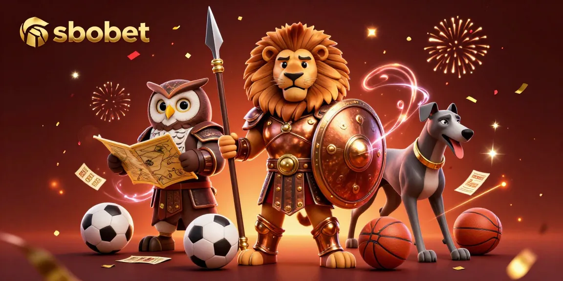Bet on sbobet with engaging sports betting characters in an action-packed scene.