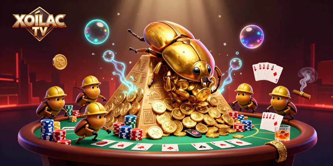 Experience XOILAC TV with captivating visuals of coin-filled excitement in a vibrant casino scene.