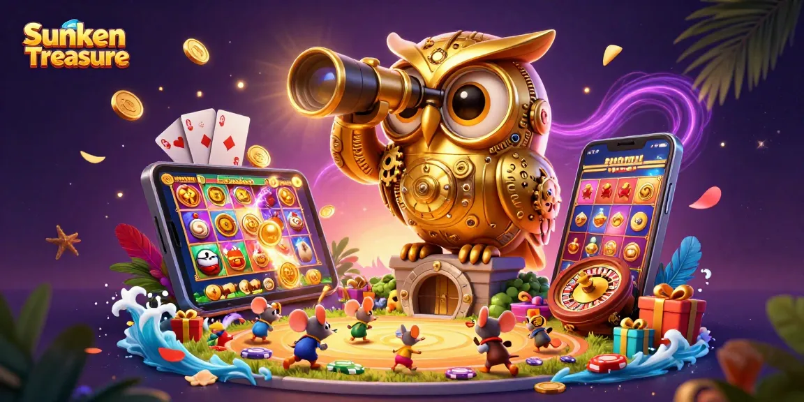 Engage in Sunken Treasure cockfighting action with vibrant characters and casino games.