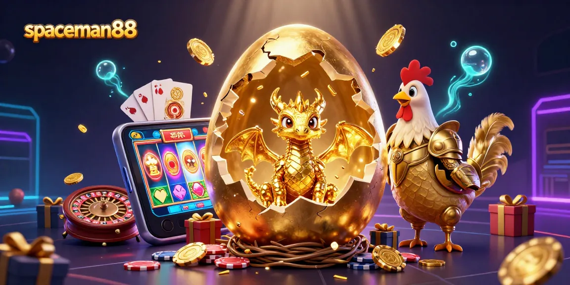 Spin the reels of spaceman88's vibrant slots featuring golden dragons and poker chips.
