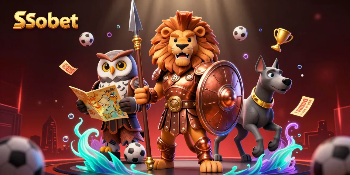 Engage with Sbobet's latest sports betting options, featuring a dynamic 3D illustration of betting scenes.