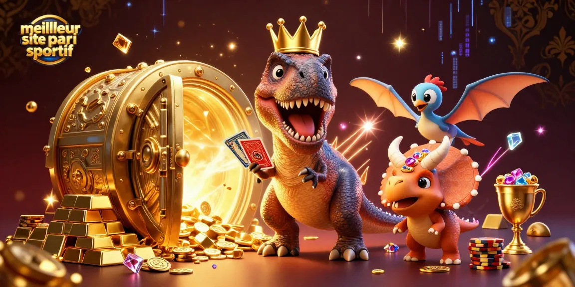 Placer un pari sur le meilleur site de pari sportif avec animation colorée et objets de casino brillants.