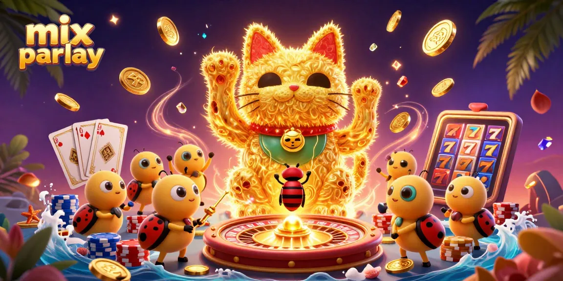 Engage in mix parlay betting with dynamic casino visuals featuring golden firefly symbols and casino elements.