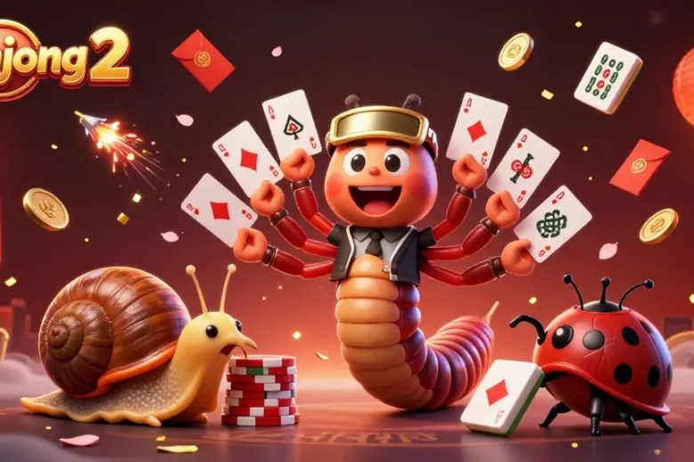 Engage with mahjong 2 in this vibrant casino scene filled with animated characters and festive decorations.