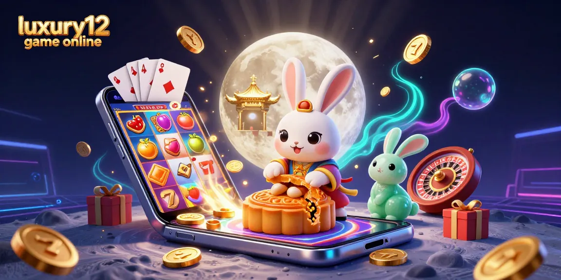 Experience the thrill of luxury12 game online with a 3D illustration showcasing vibrant casino gaming elements.