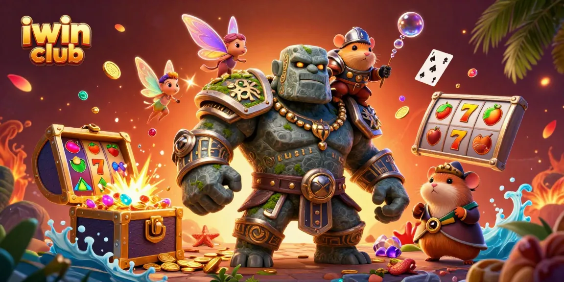Spin the reels at iwin club with magical characters in a vibrant, immersive 3D casino scene.